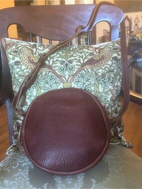 Portland Leather Goods large (9” diameter) Circle Crossbody Bag in Nutmeg